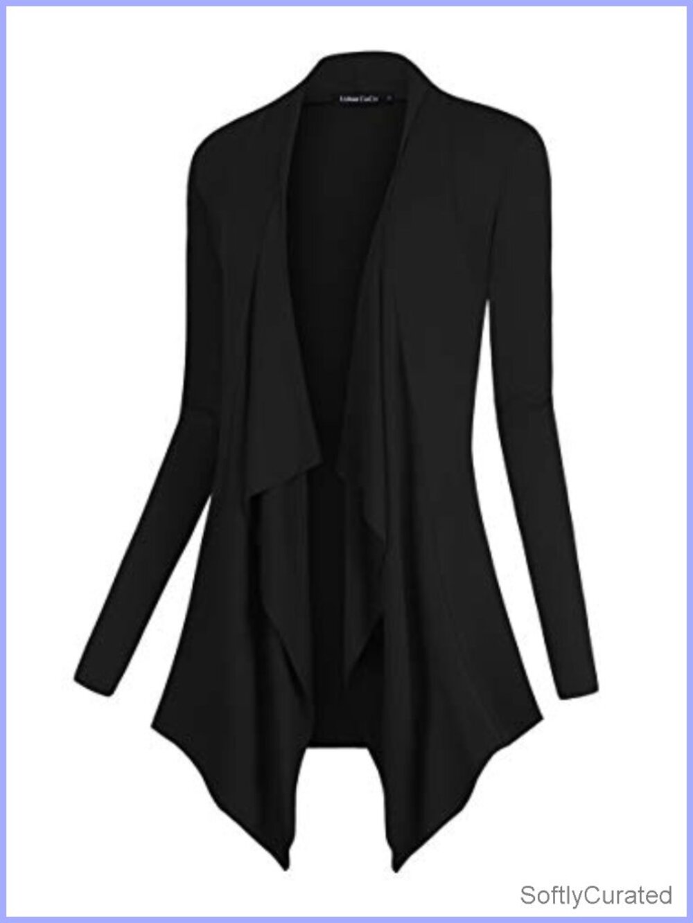 Drape Front Open Cardigan Long Sleeve Irregular Hem